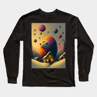 Christmas hedgehog with balloons Long Sleeve T-Shirt